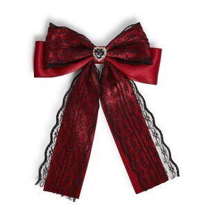 Dolls Kill Dazzling Devotion Red and Black bow hair clip NEW